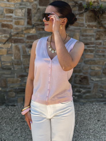 Gilet sans manches Iris - Rose poudré