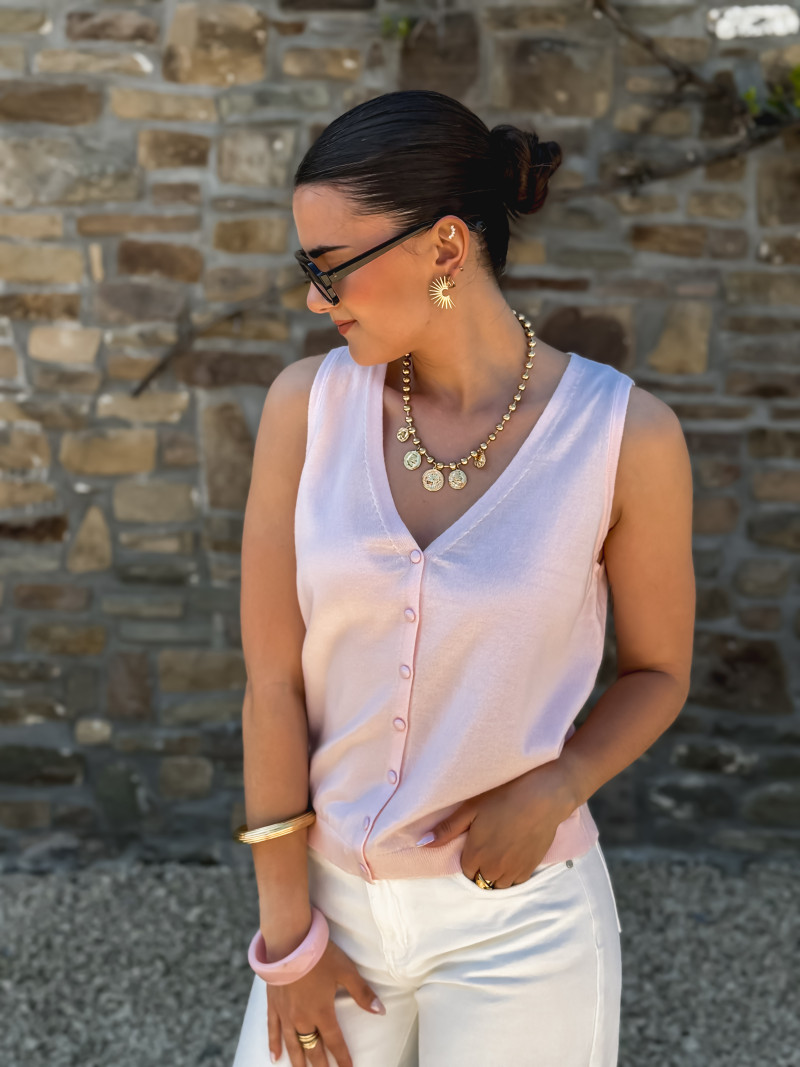 Gilet sans manches Iris - Rose poudré