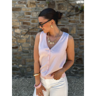 Gilet sans manches Iris - Rose poudré