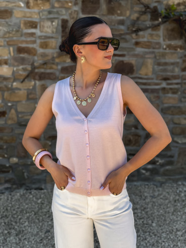 Gilet sans manches Iris - Rose poudré
