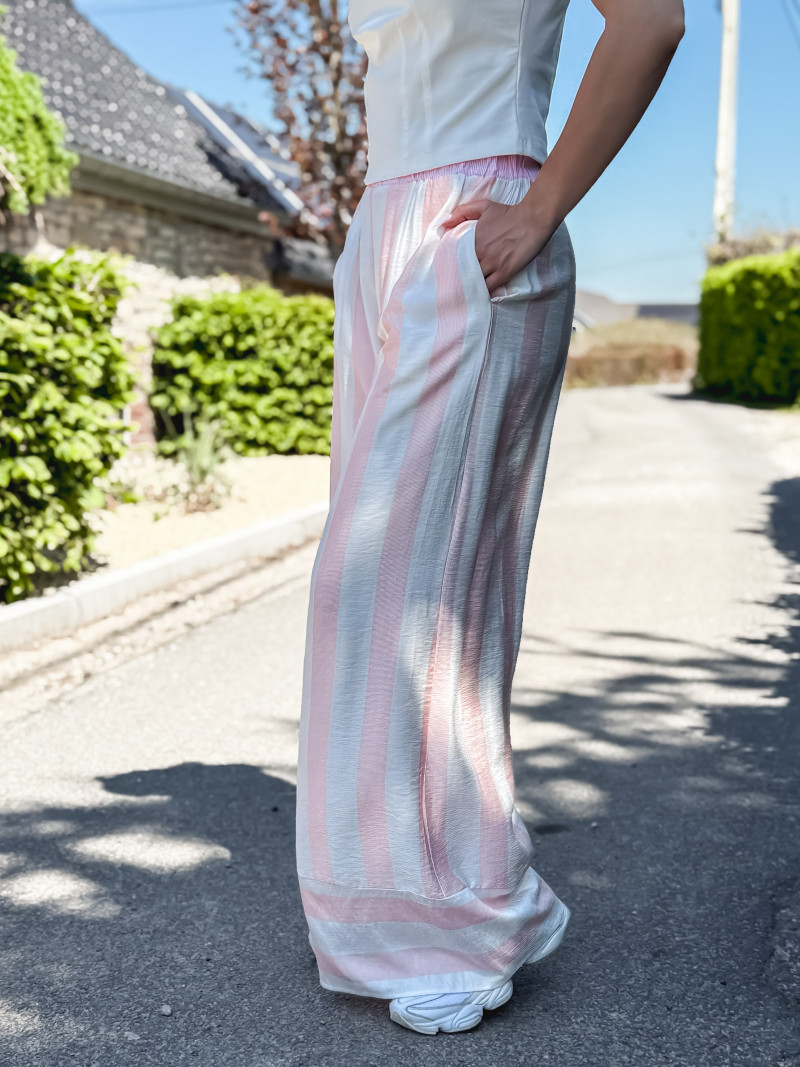 Pantalon ligné Maddalena - Rose