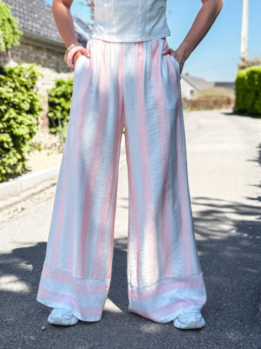 Pantalon ligné Maddalena - Rose