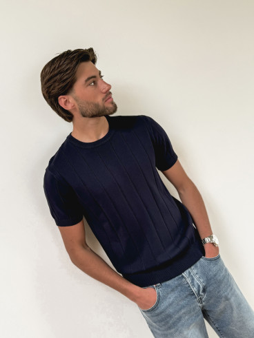 Pull manches courtes Eliot - Bleu marine