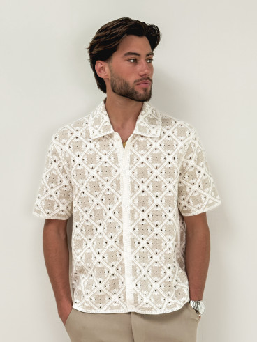 Chemise en crochet Paolo - Ecru/Beige