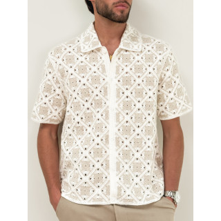 Chemise en crochet Paolo - Ecru/Beige