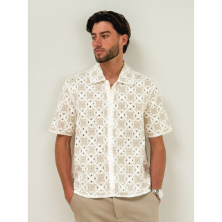 Chemise en crochet Paolo - Ecru/Beige
