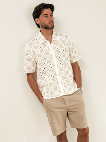 Chemise en crochet Paolo - Ecru/Beige