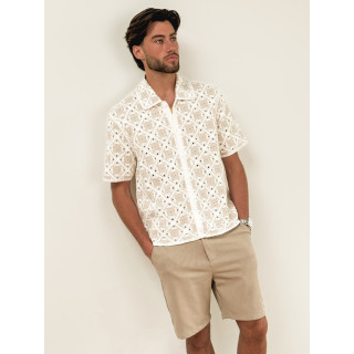 Chemise en crochet Paolo - Ecru/Beige