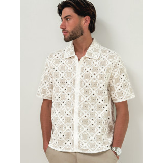 Chemise en crochet Paolo - Ecru/Beige