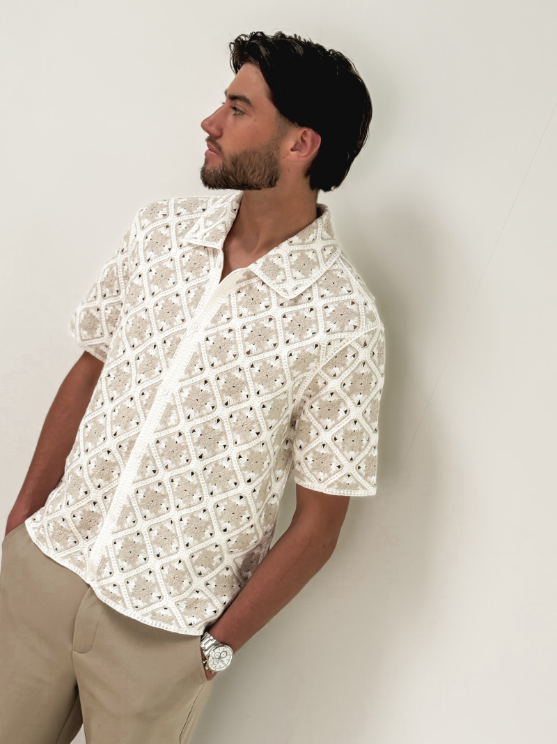 Chemise en crochet Paolo - Ecru/Beige