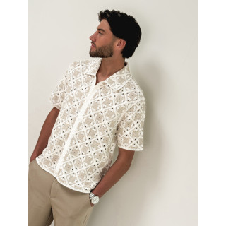 Chemise en crochet Paolo - Ecru/Beige