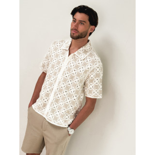 Chemise en crochet Paolo - Ecru/Beige