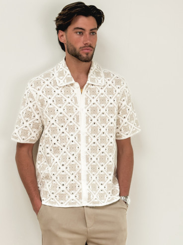Chemise en crochet Paolo - Ecru/Beige