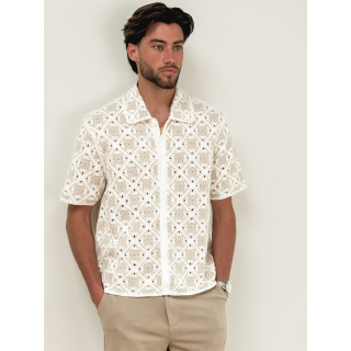 Chemise en crochet Paolo - Ecru/Beige