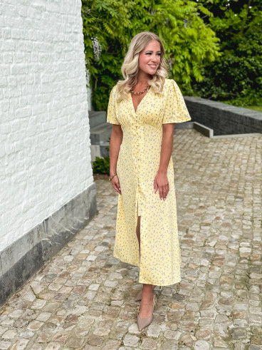 Robe longue à fleurs Nadra - Jaune