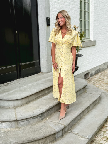 Robe longue à fleurs Nadra - Jaune