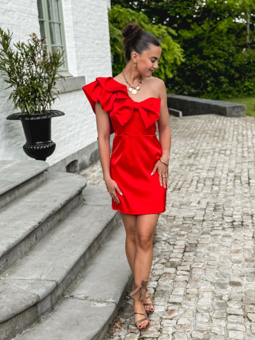 Robe asymétrique Silvianna - Rouge