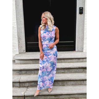 Robe longue Lilia - Bleu/Rose