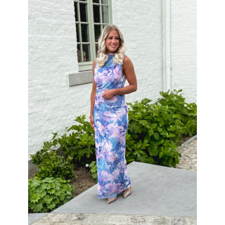 Robe longue Lilia - Bleu/Rose