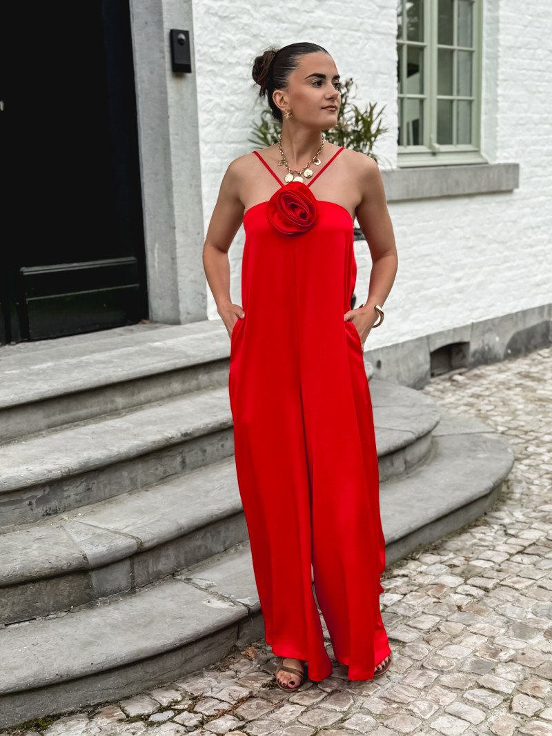 combi pantalon mariela - Rouge