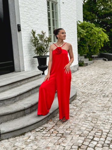 combi pantalon mariela - Rouge