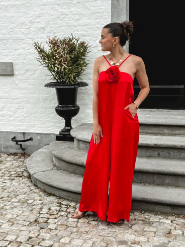 combi pantalon mariela - Rouge