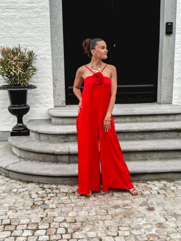 combi pantalon mariela - Rouge