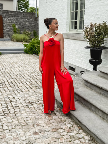 combi pantalon mariela - Rouge
