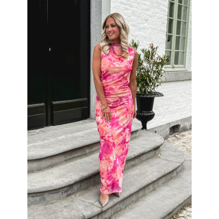 Robe longue Lilia - Pourpre/Corail