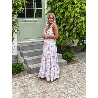 Robe longue à motifs Méditerranée - Ecru