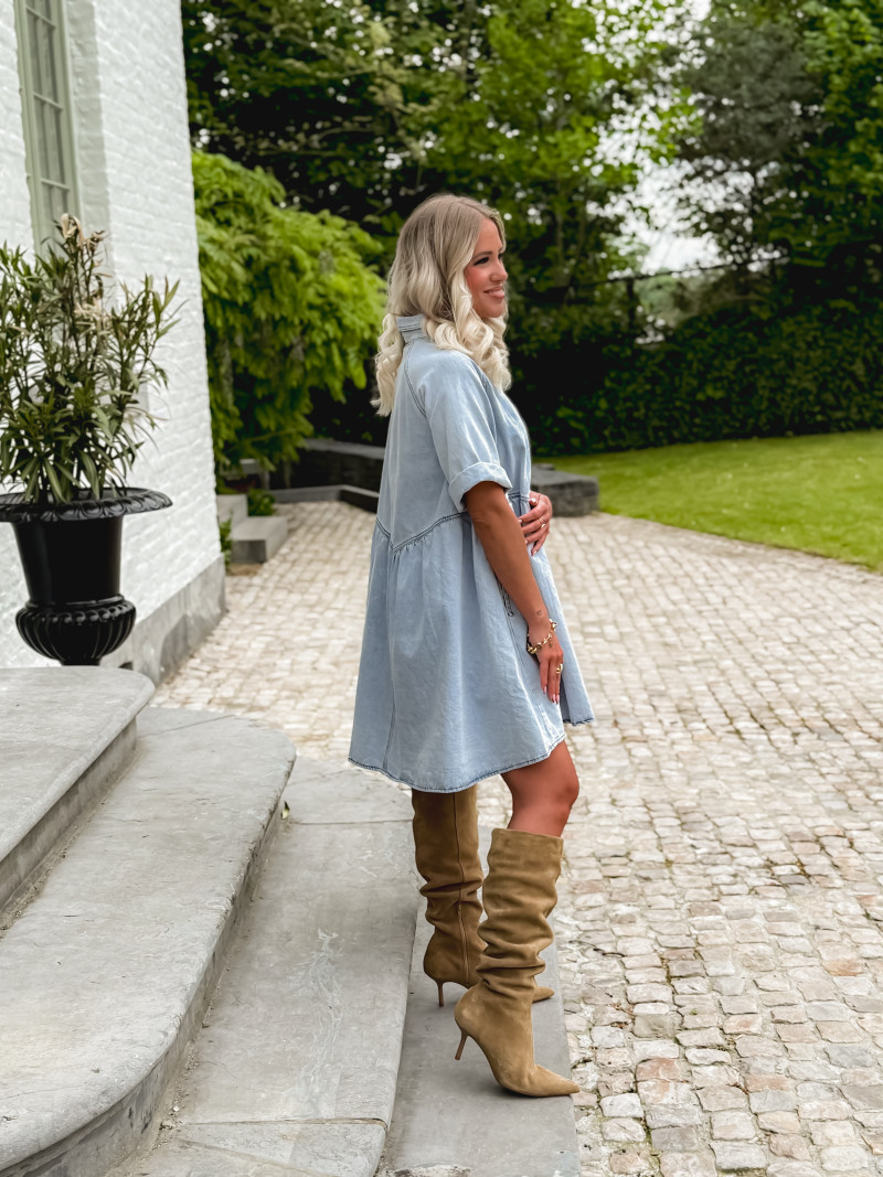 Robe courte en jeans Bénédicta - Bleu clair