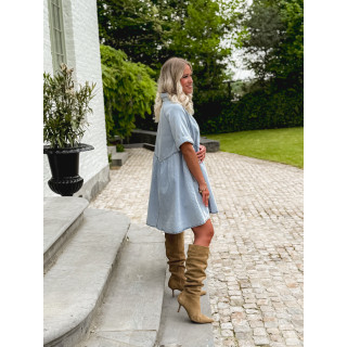 Robe courte en jeans Bénédicta - Bleu clair