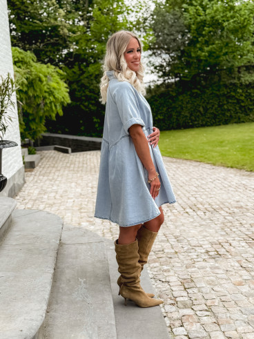 Robe courte en jeans Bénédicta - Bleu clair