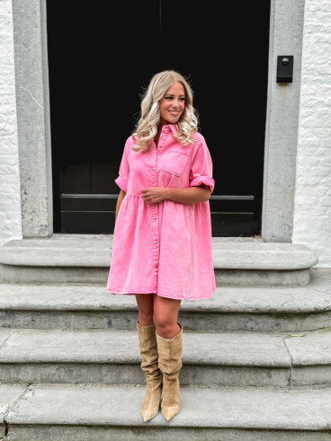 Robe courte en jeans Bénédicta - Rose