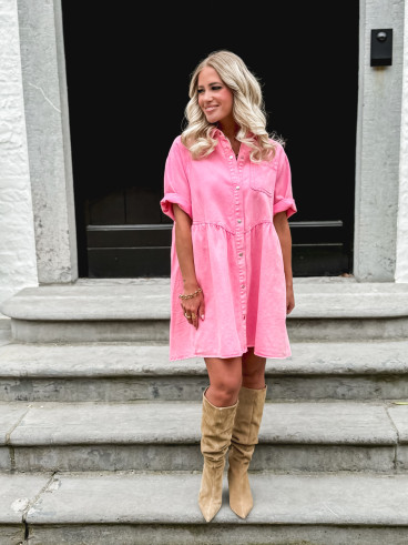 Robe courte en jeans Bénédicta - Rose