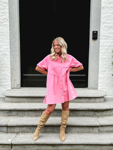 Robe courte en jeans Bénédicta - Rose