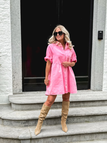 Robe courte en jeans Bénédicta - Rose