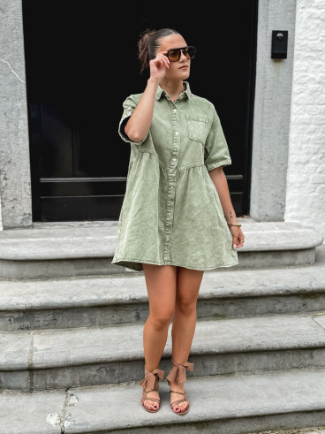 Robe courte en jeans Bénédicta - Kaki