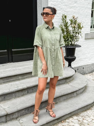 Robe courte en jeans Bénédicta - Kaki