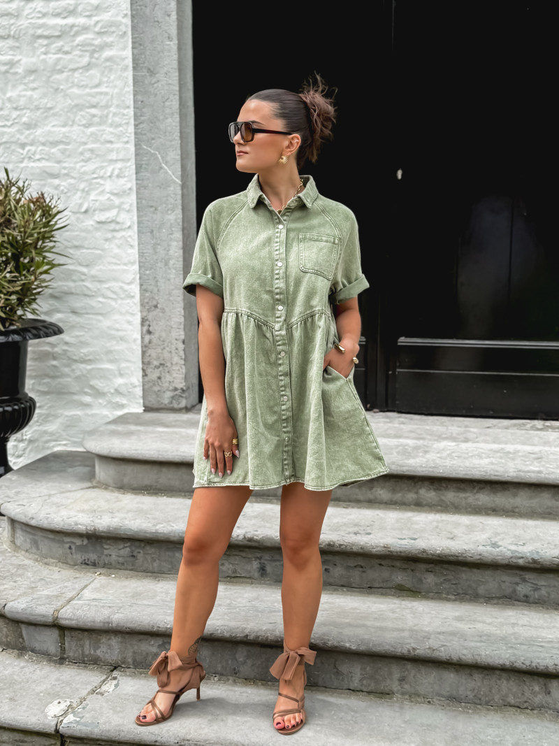 Robe courte en jeans Bénédicta - Kaki