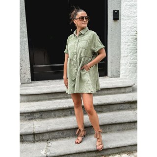 Robe courte en jeans Bénédicta - Kaki