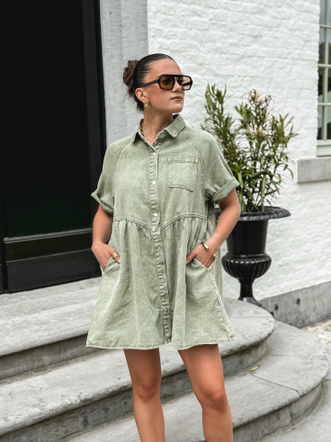 Robe courte en jeans Bénédicta - Kaki