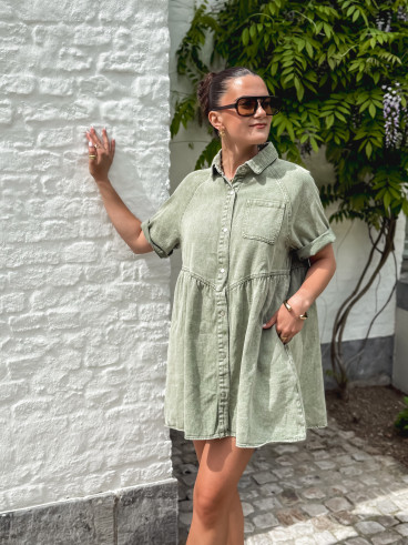 Robe courte en jeans Bénédicta - Kaki