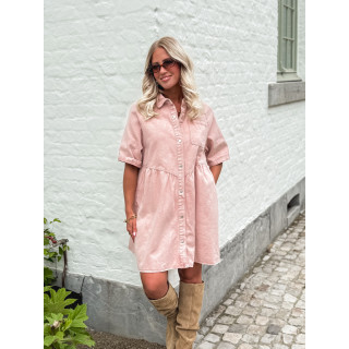 Robe courte en jeans Bénédicta - Vieux Rose