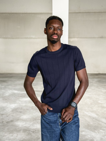 Pull manches courtes Eliot - Bleu marine