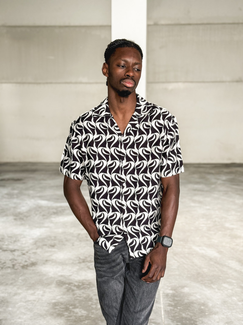 Chemise à motifs Barry - Noir/Ecru