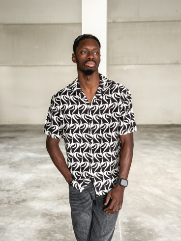 Chemise à motifs Barry - Noir/Ecru