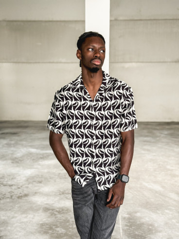 Chemise à motifs Barry - Noir/Ecru