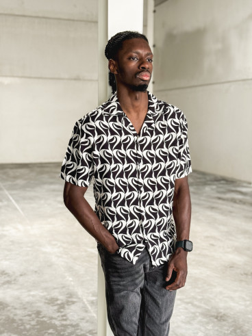 Chemise à motifs Barry - Noir/Ecru