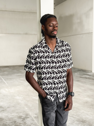 Chemise à motifs Barry - Noir/Ecru